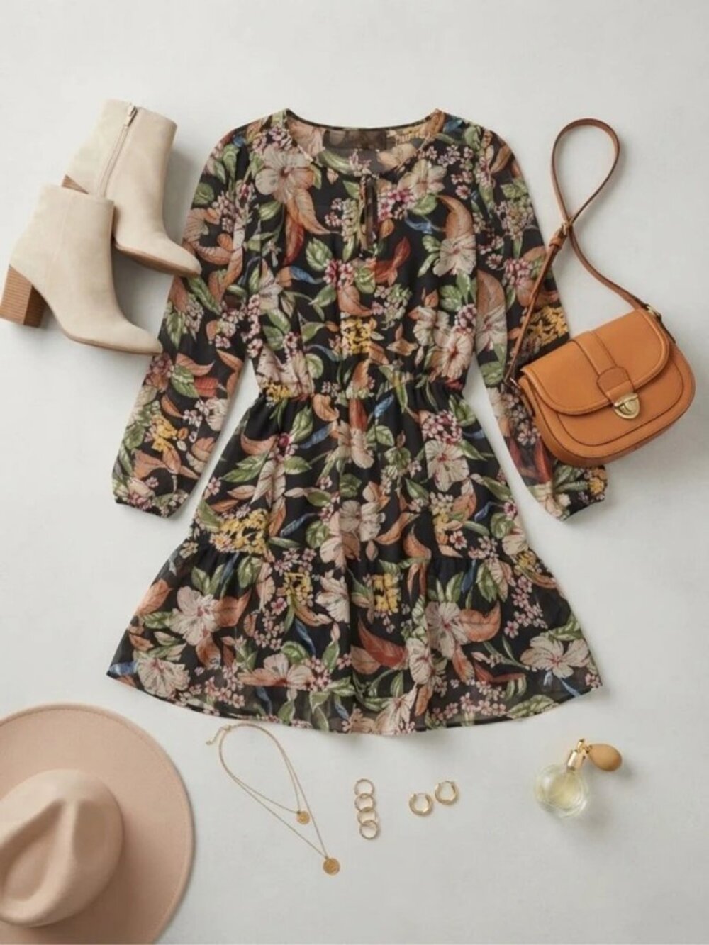Code x Mode Black Floral Mini Dress with Pockets Size S